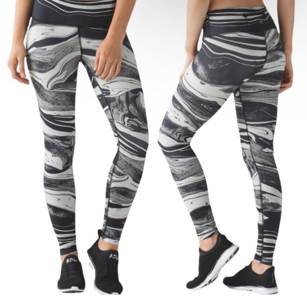 Lululemon Speed Wunder Tight Leggings Size 8 Marbled Black & White Nulux